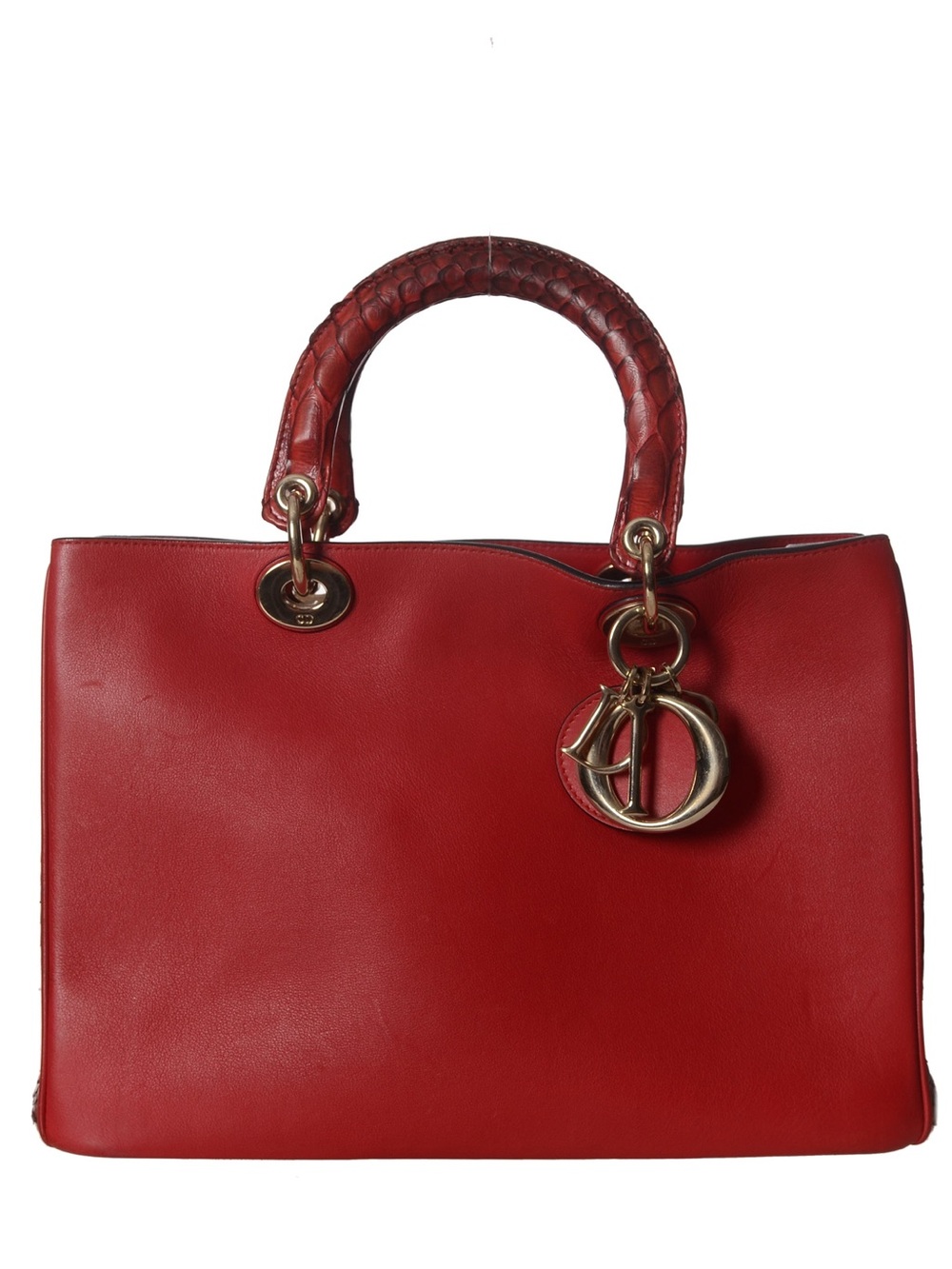 ♥️Dior Red Diorissimo Loho Large Designer Top-Handle Tote with Gold Hardware ♥️